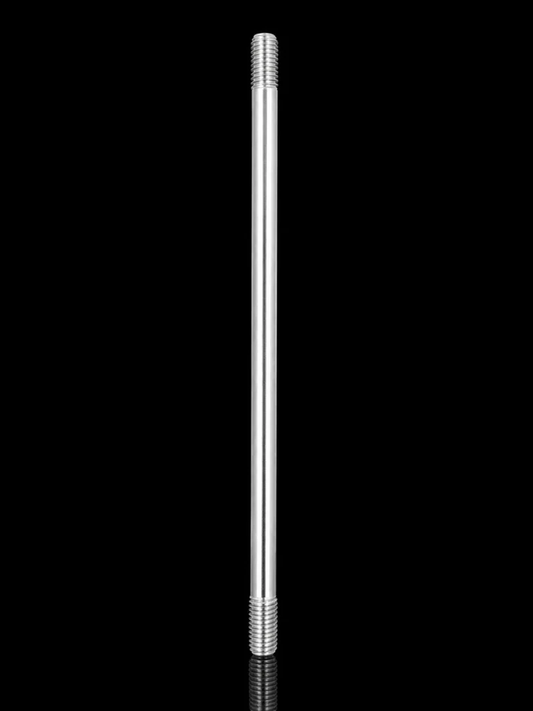 Double-threaded metal rod used in crystal screen fixing and suspension systems