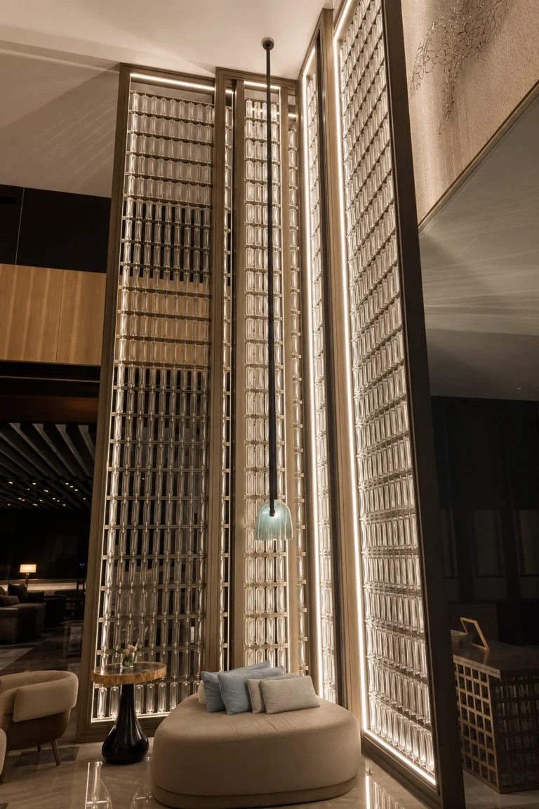 Panneaux suspendus rectangulaires en cristal — Référence d’application 007