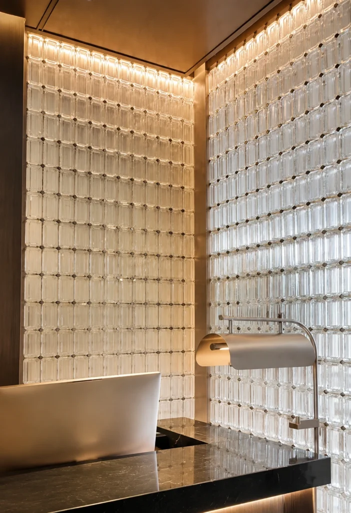 Panneau rectangulaire en cristal à texture de fibre optique utilisé dans une application intérieure d’écran décoratif en cristal sur mesure
